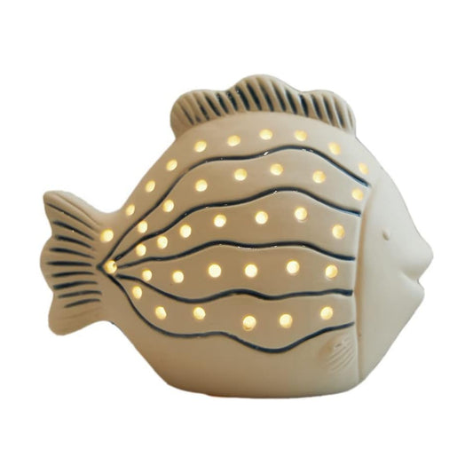 Fish Statue Figurine LED Ocean Decor Modern Sculpture Home Gift / Stripe / 5.5 Inch