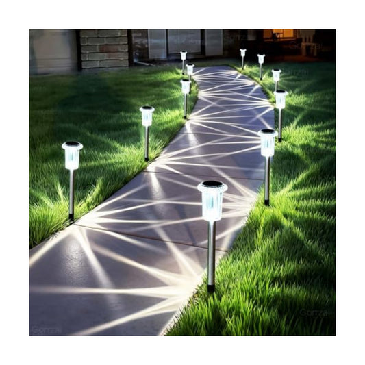 10 Pack Solar Pathway Lights Outdoor Waterproof, Cool White LED