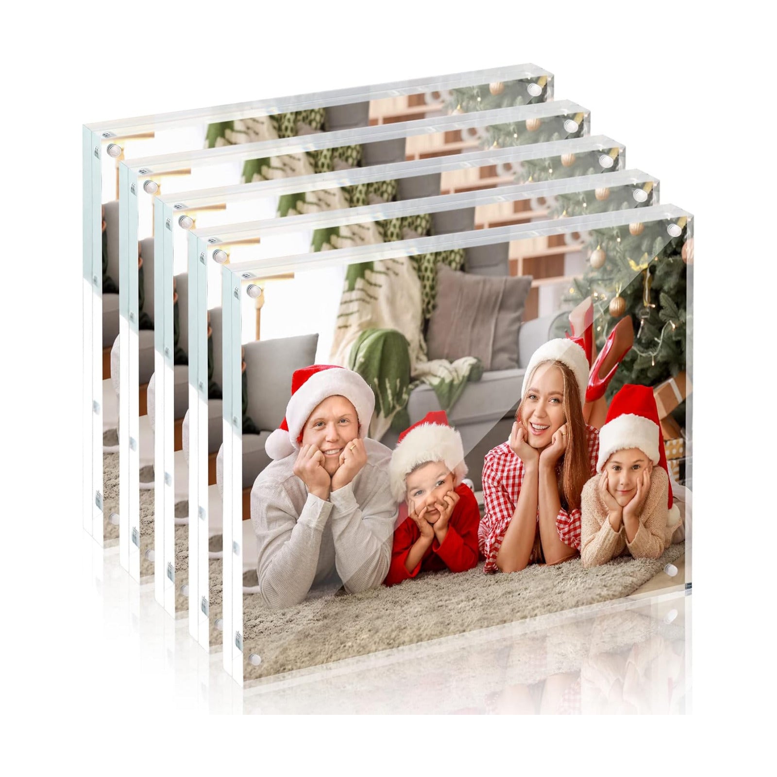 SYNTRIFIC 8x10 Acrylic Frames 5 Pack Clear Lucite Picture Frame Magnetic | Clear Lucite Frames, Stand on Desk