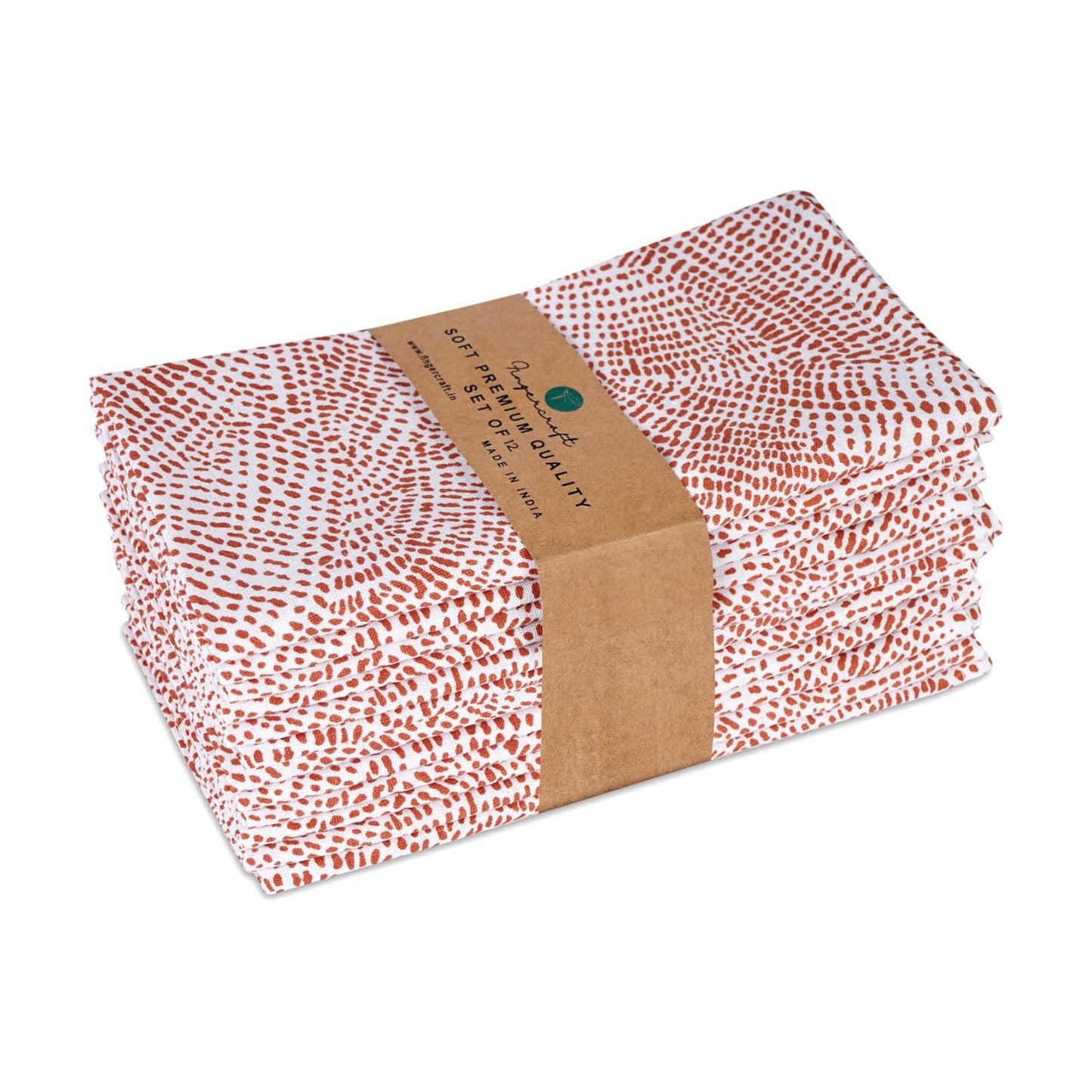 FINGERCRAFT Cloth Napkins Set of 12 Cotton Linen, 20x20 Inch, Abstract Dot | Mitered corner, washable, soft, absorbent