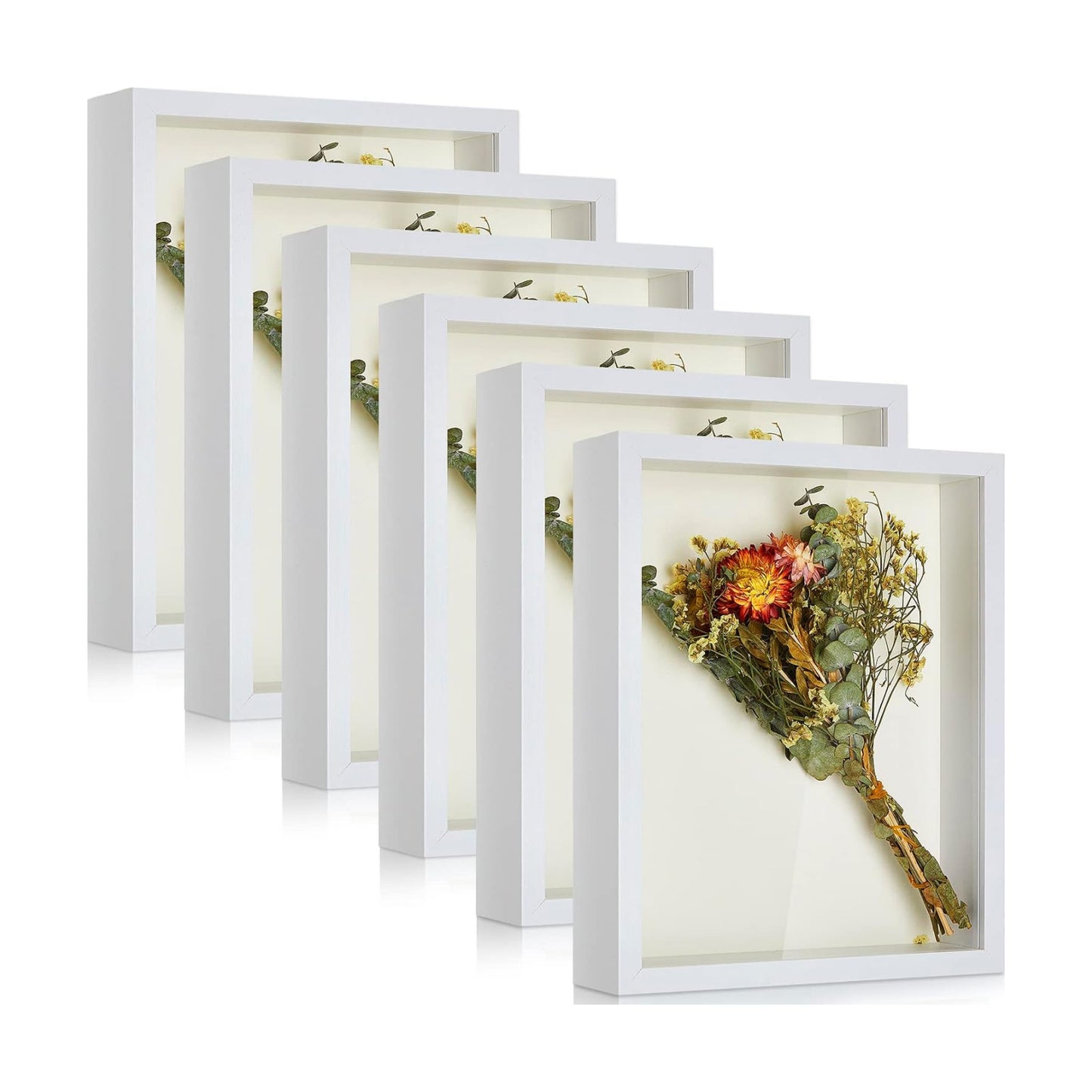 6 Pieces Shadow Box Picture Frame, White, 11 X 14 Inch | Deep Display Case for Graduation Medals Wedding Crafts Pins