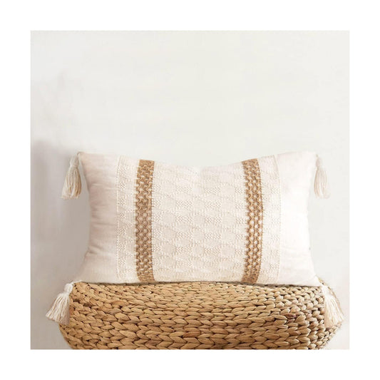 DadyMart Lumber Woven Farmhouse Accent Decorative Throw Pillow Cover / 12 x 20 / Double Stripe