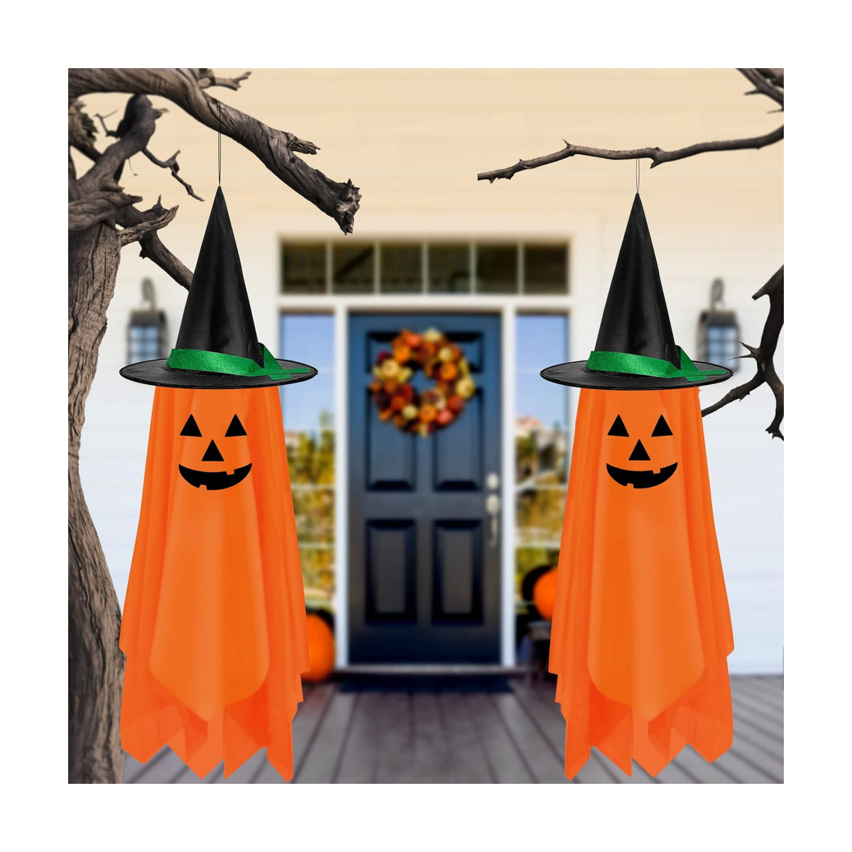 2 Pack Halloween Hanging Decorations Hanging Pumpkins Decor for Outdoor