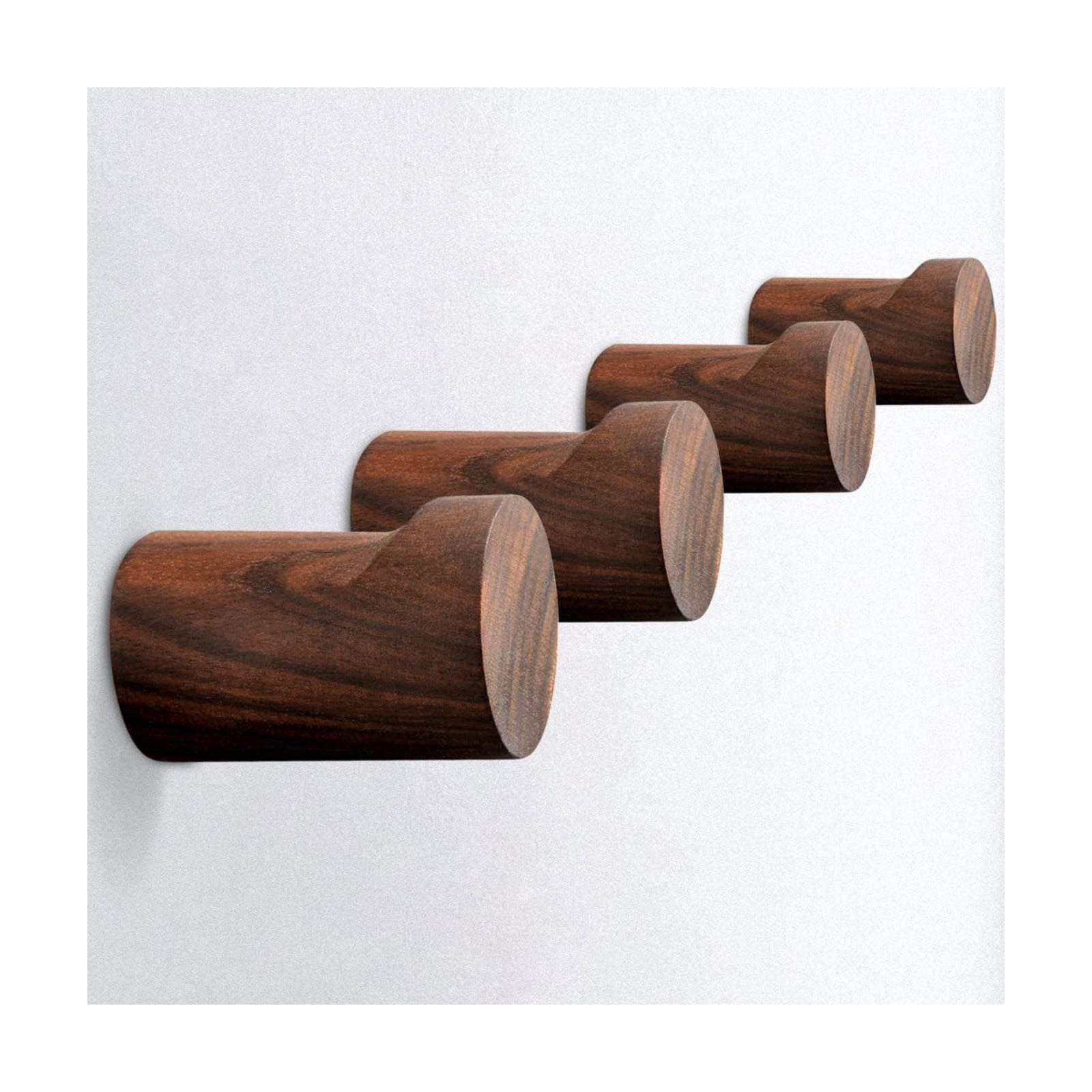 Wood Wall Hooks / Walnut / Natural / Set of 4