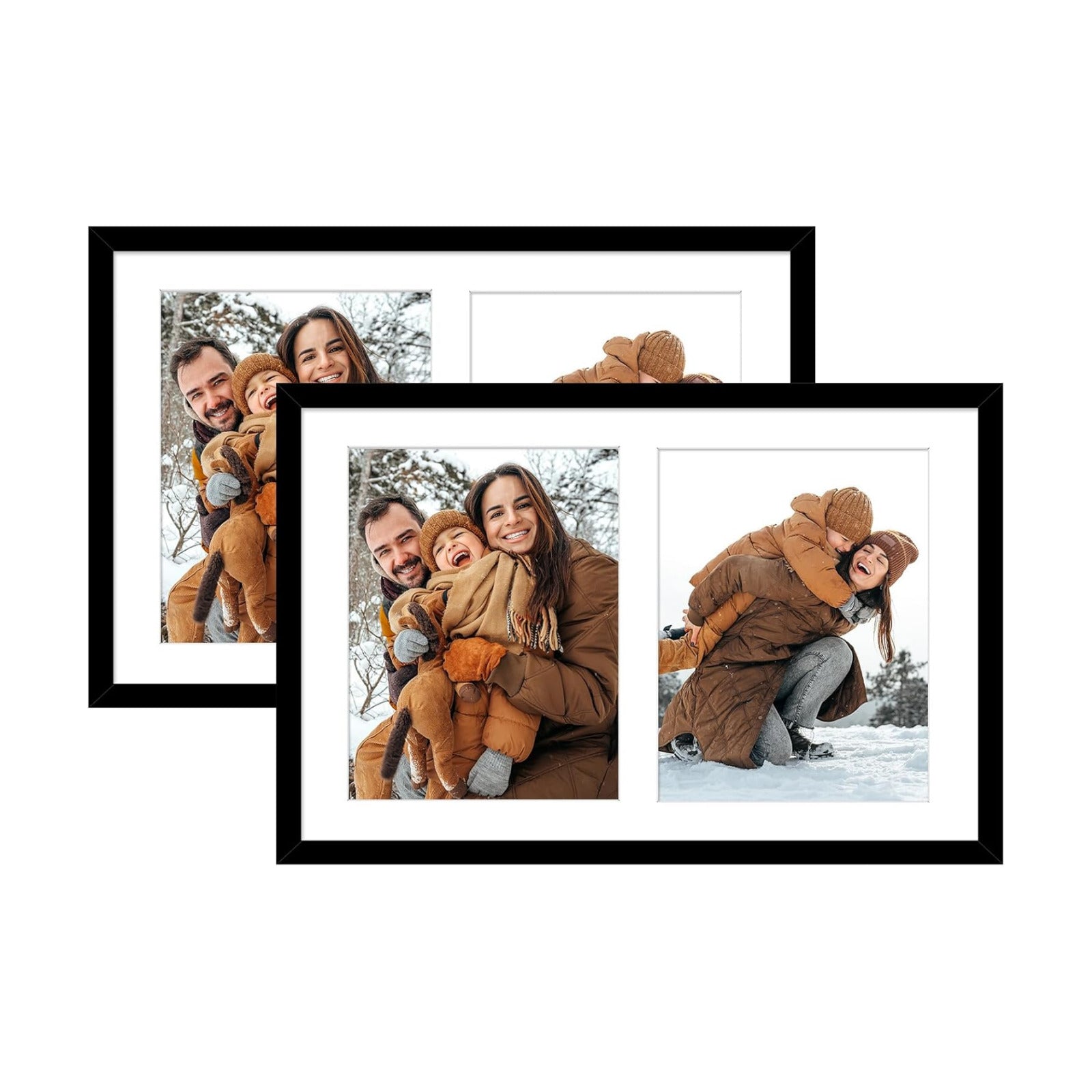Golden State Art 12x19 Black Wood Picture Frame - For Two 8x10 Photo,2 Pack | Matted to Double 8x10,Solid Wood Collage