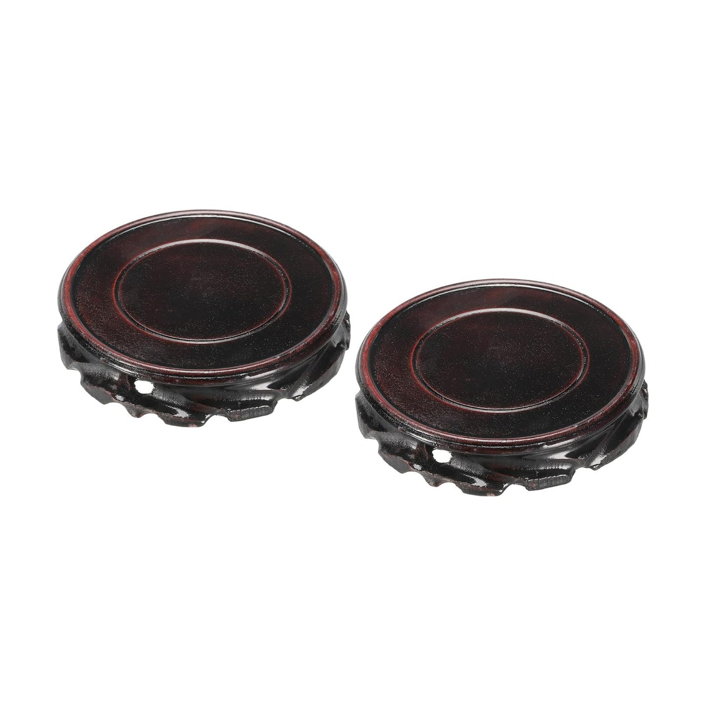 Wooden Display Stand Base Stand Holders 110mm/ Diameter for Vase Bonsai Stone / Black / 4.33 Inch