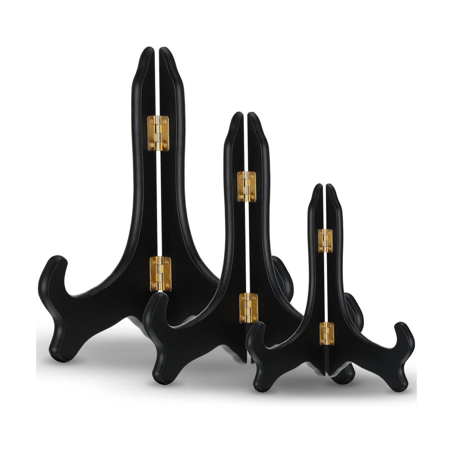 Wooden Display Stand Decorative Plate Holder Picture / 4 Inch, 6 Inch, 8 Inch / Black / Set of 3
