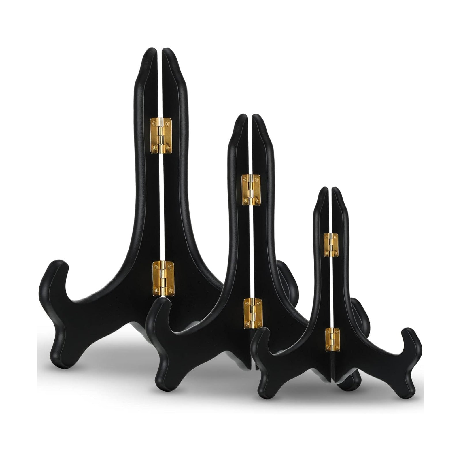 Wooden Display Stand Decorative Plate Holder Picture / 4 Inch, 6 Inch, 8 Inch / Black / Set of 3