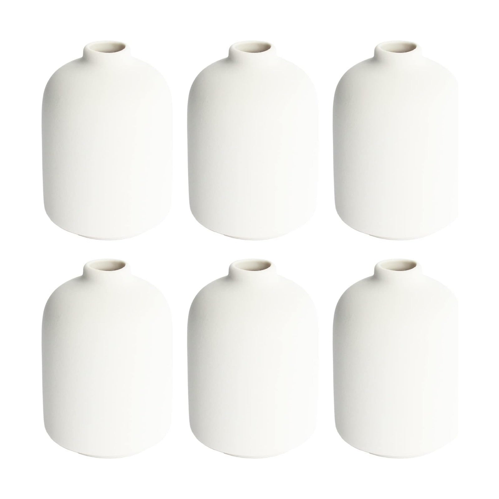Boho Vase / Ceramic Vases for Pampas Grass / Small / White-b / Set of 6