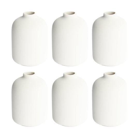 Boho Vase / Ceramic Vases for Pampas Grass / Small / White-b / Set of 6