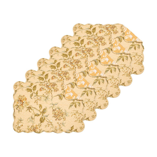 Audrey Green Leaves & Yellow Flowers Vintage 100% Placemats 13" x 19" | Vintage Decor, Floral Decor, Gift Idea