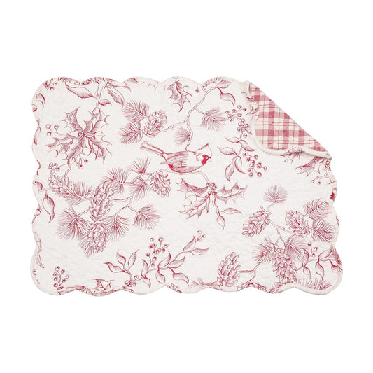 Cardinal & Winter Branches Vintage 100% Cotton Set of 6 Placemats 13" x 19" | Vintage Decor, Set of 6, Gift Idea