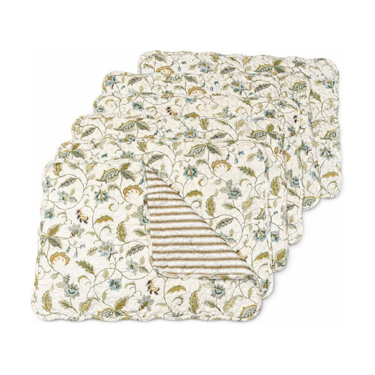 Bailey Vintage Quilted 100% Cotton Set of 6 Placemats 13" x 19" | Vintage Decor, Set of 6, Gift Idea