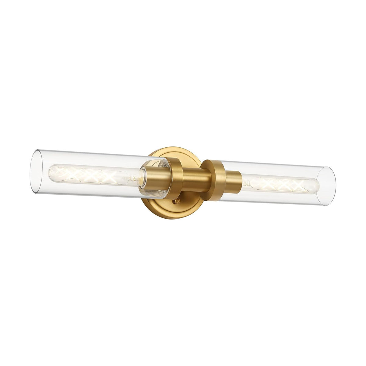 Brushed Gold Bathroom Vanity Light Fixture, 2-Light Modern Wall Sconce Lighting W/Clear Glass, Brass Wall Mount Lamp