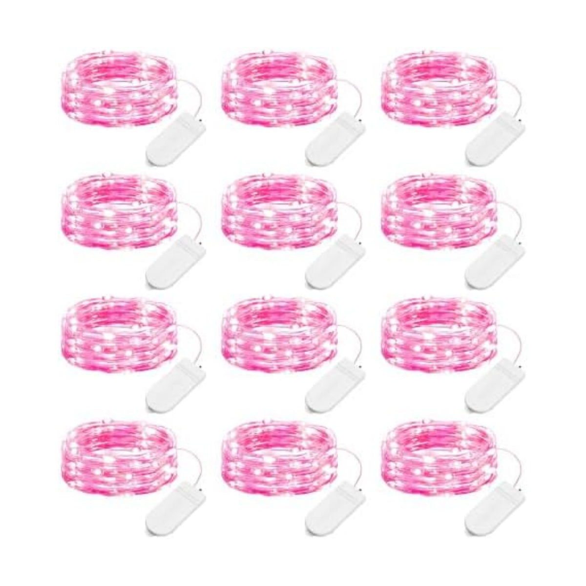 Brightown 12 Pack Valentine's Day Pink Fairy Lights Battery Operated