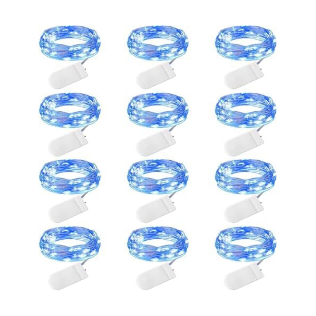 Brightown 12 Pack Christmas Blue White Fairy Lights Battery Operated