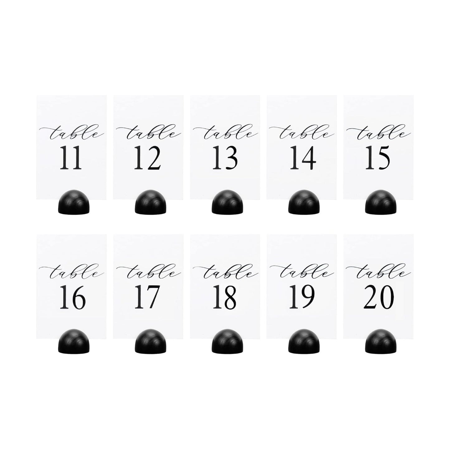 Hanna Roberts Modern Cursive Table Number Card Stock Signs with Round Stand for Wedding Reception, Restaurant, Event