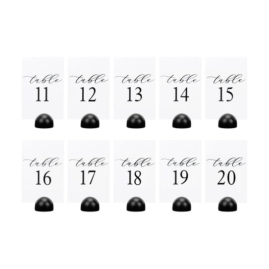 Hanna Roberts Modern Cursive Table Number Card Stock Signs with Round Stand for Wedding Reception, Restaurant, Event