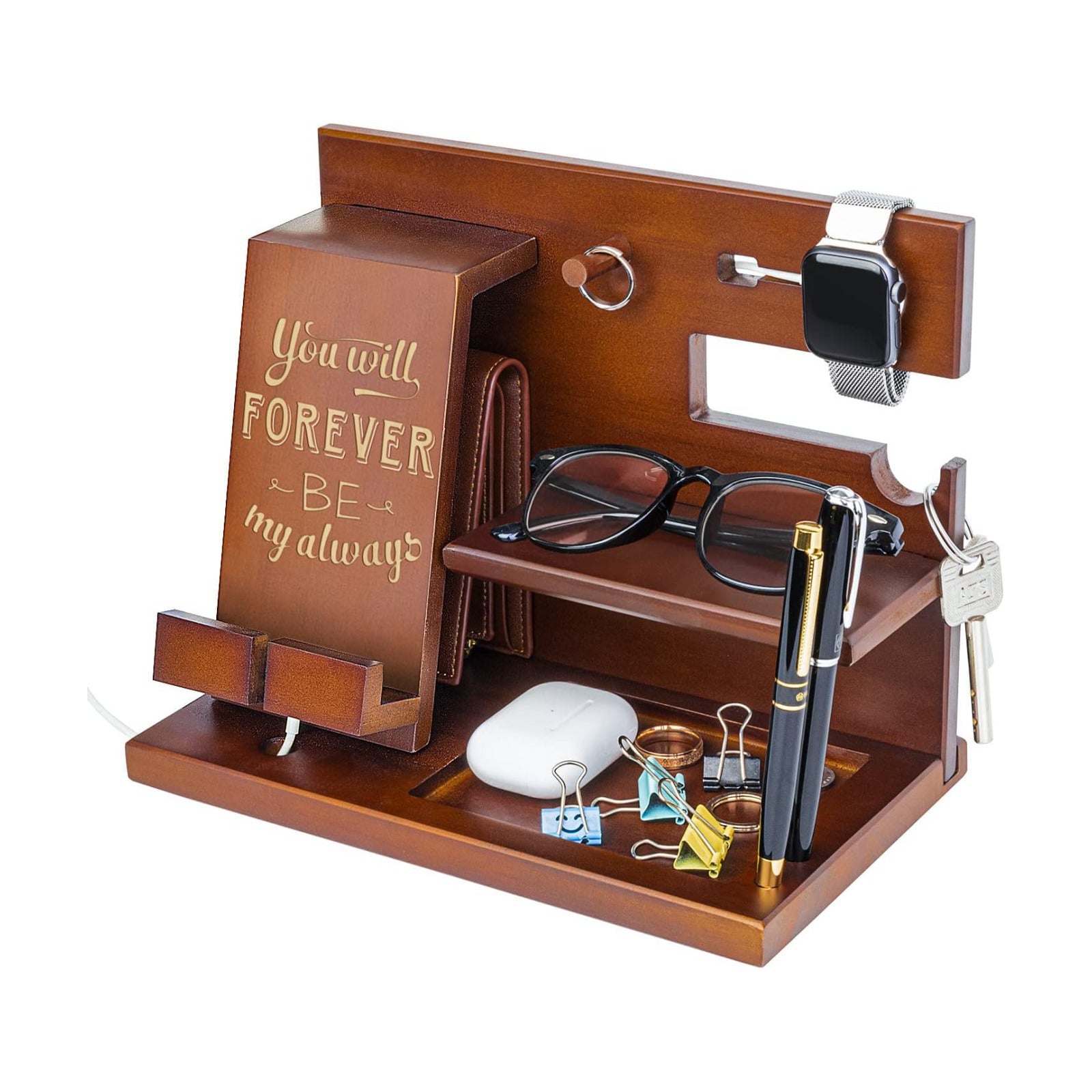 awofer Wood Docking Station For Men Personalized Gifts For Man Wooden Gifts For Husband Him Boyfriend Mens Anniversary