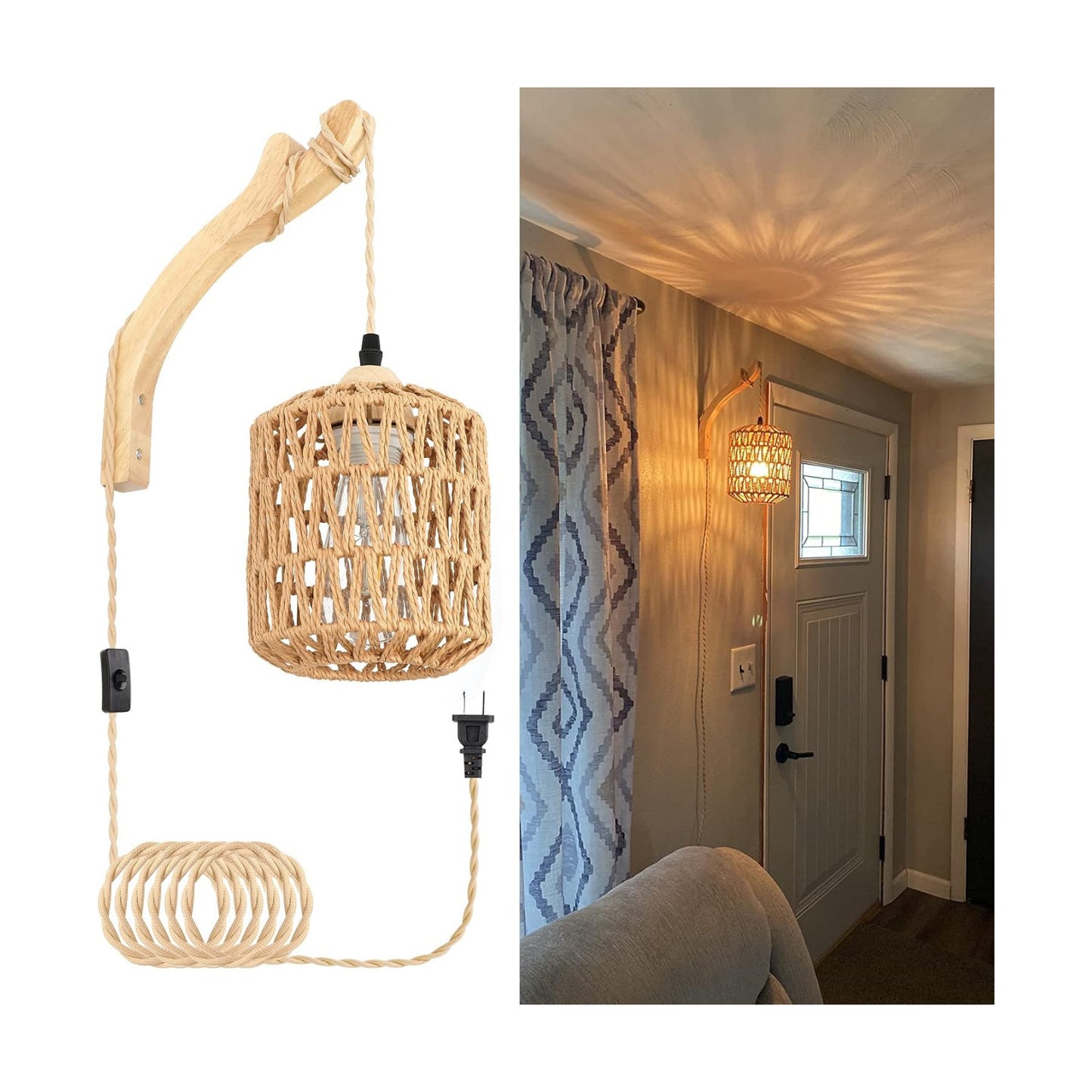 Frideko Rattan Wall Lamp / Brown