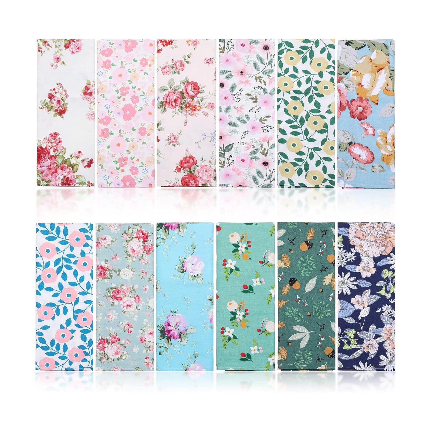 Tatuo Spring Flower Cotton Cloth Napkins Set of 24, 15 x 15 Inch Floral Dinner Napkins Soft Absorbent Washable for
