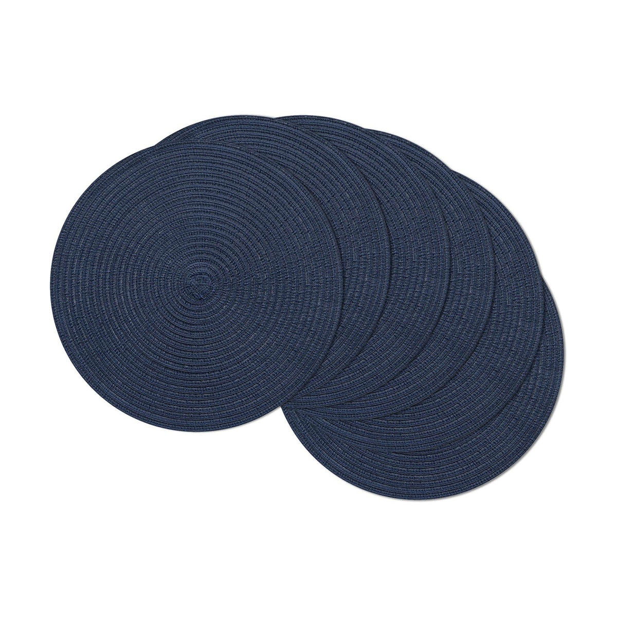SHACOS Round Placemats Set of 6 Washable 15 inch Circle Polyester Woven Braided Place Mats for Dining Table Indoor Outdoor Table Mats Home Party Wedding Decor (Navy, 6)