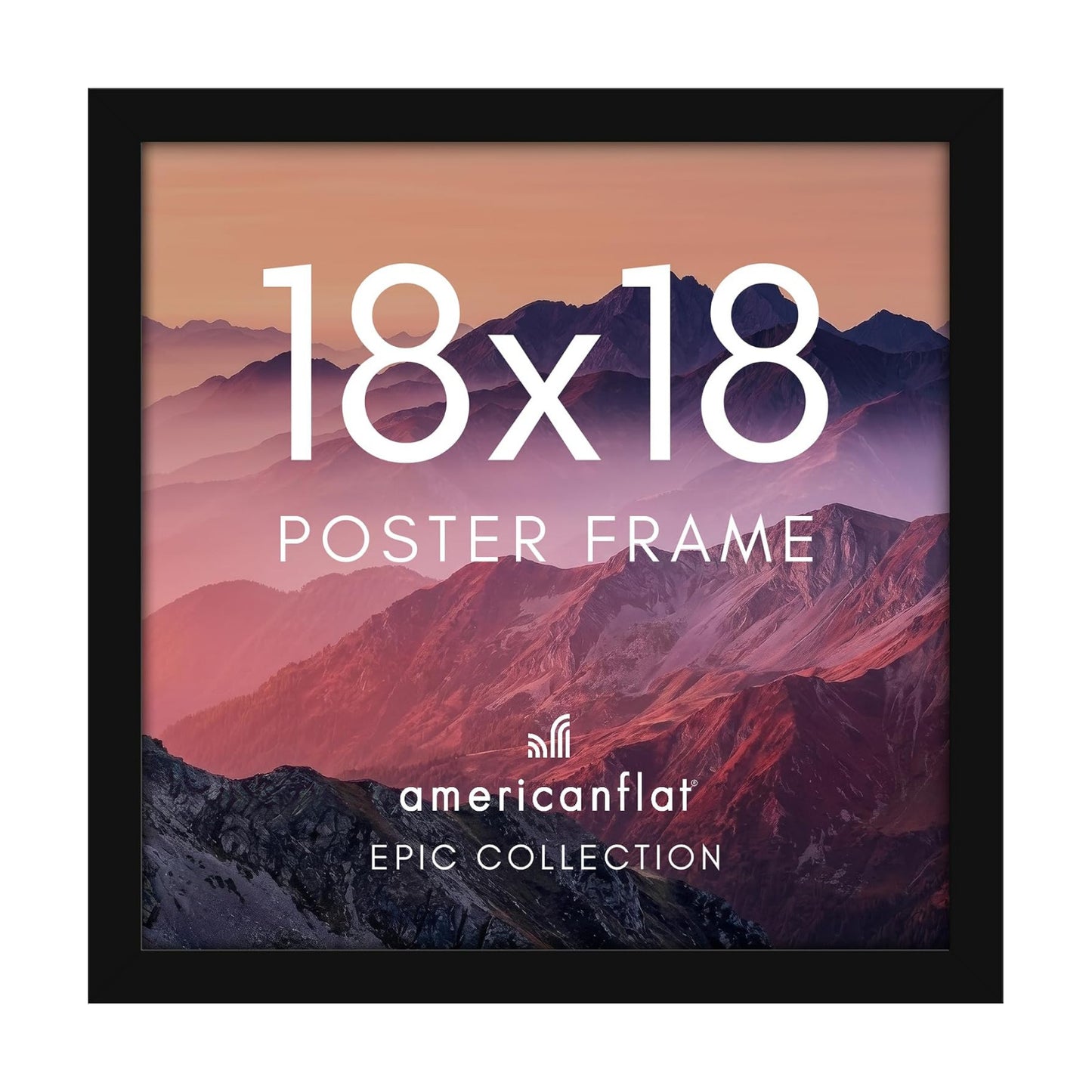 Americanflat 18x18 Poster Frame - Engineered Wood - Black | Polished plexiglass front, hangs vertical or horizontal