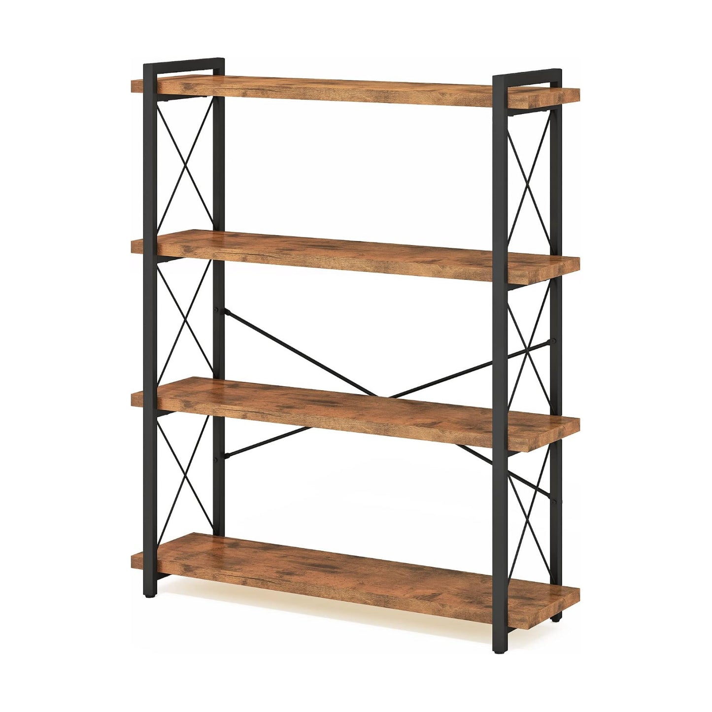 Metal Frame / Rustic Open Book Shelf / 4-tier / Rustic Brown