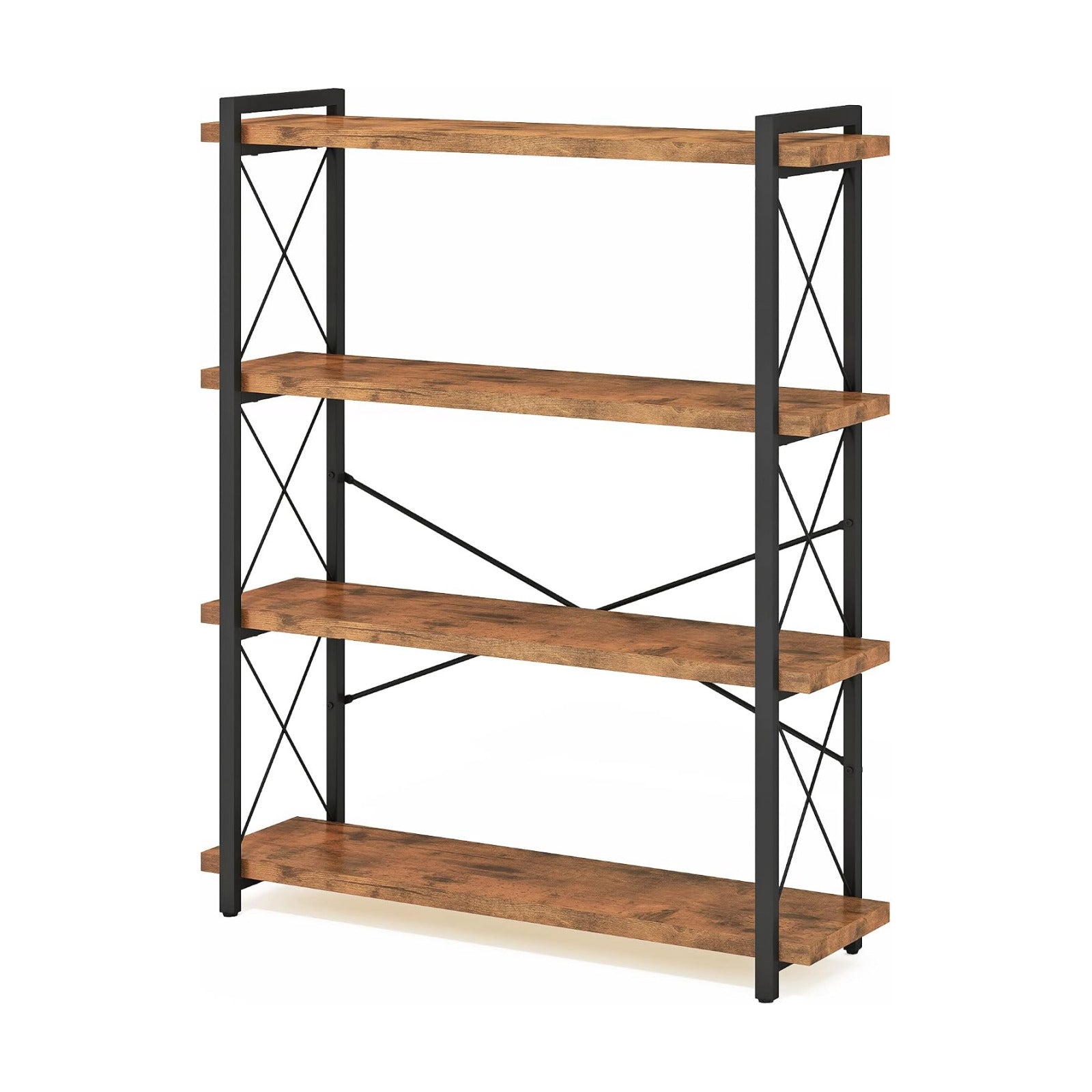 Metal Frame / Rustic Open Book Shelf / 4-tier / Rustic Brown