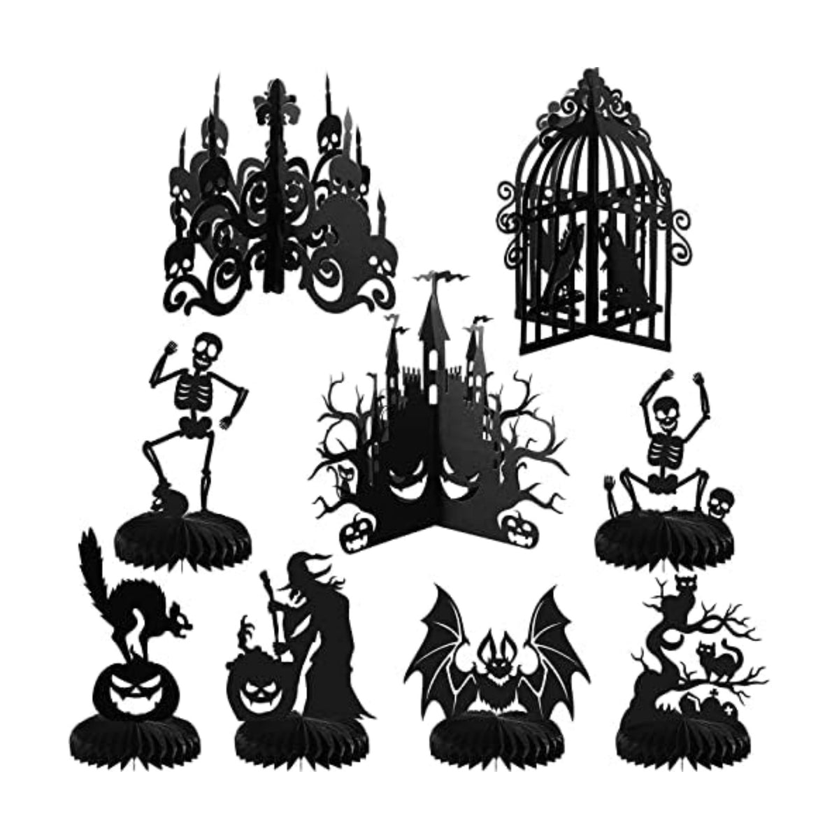 Funrous 9 Pcs Halloween Table Centerpieces Decorations Honeycomb Gothic