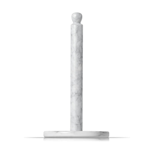 Modern Innovations Marble Paper Towel Holder Countertop Stand in White, for Kitchen and Bathroom, Heavy-Weight