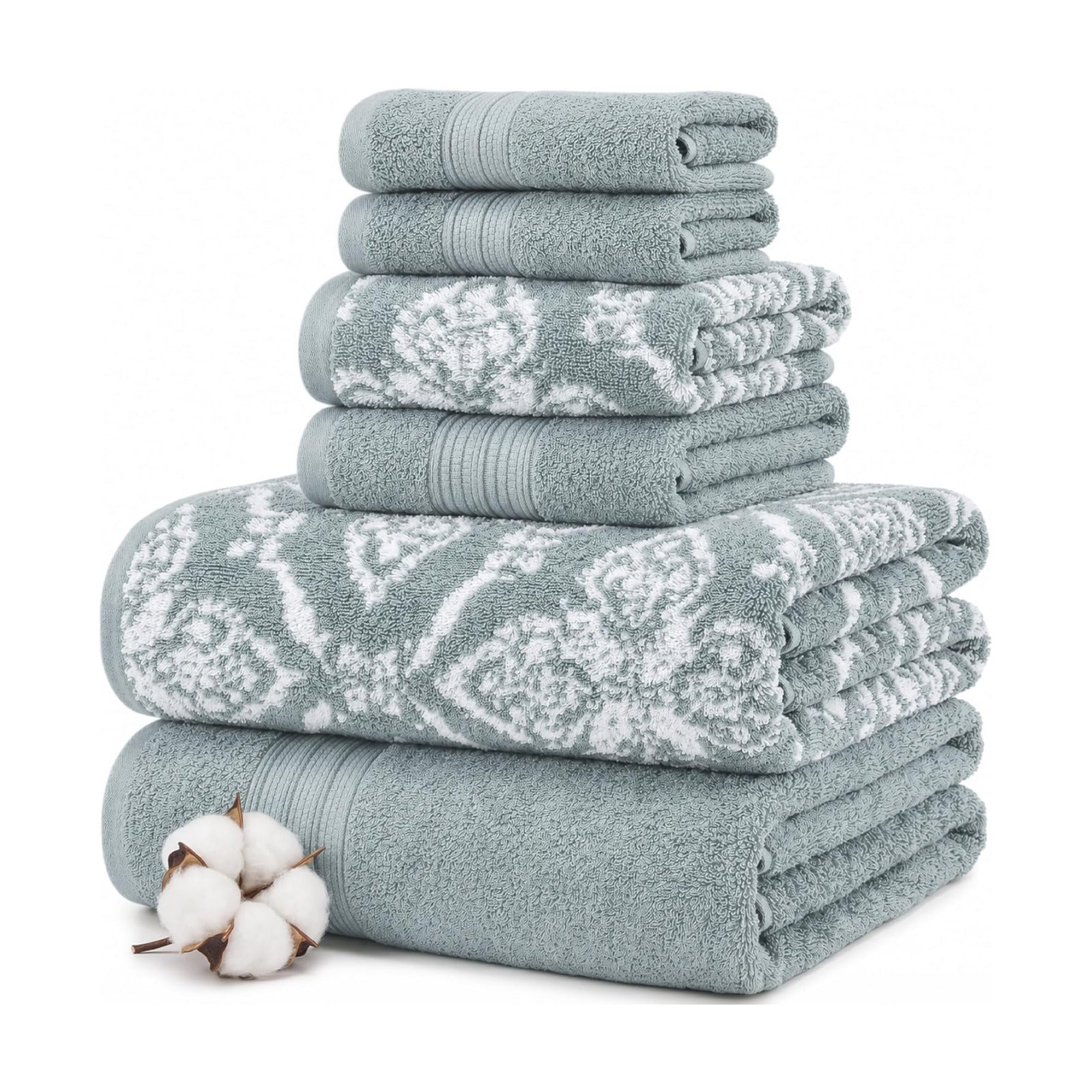 Modern Threads Amaris 6-Piece Reversible Yarn Dyed Jacquard Towel Set - Bath Towels, Hand Towels, & Washcloths - Super