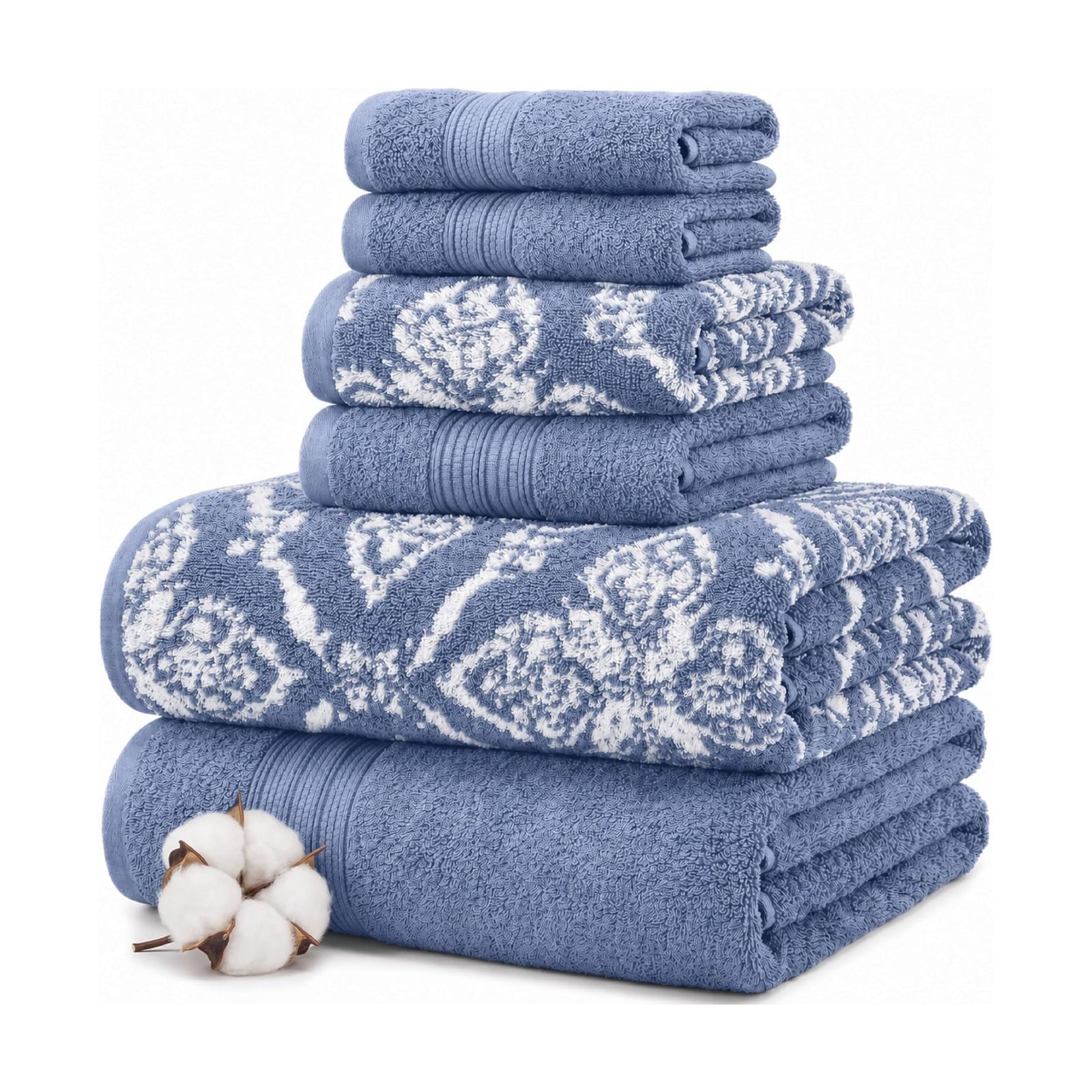 Modern Threads Amaris 6-Piece Reversible Yarn Dyed Jacquard Towel Set - Bath Towels, Hand Towels, & Washcloths - Super