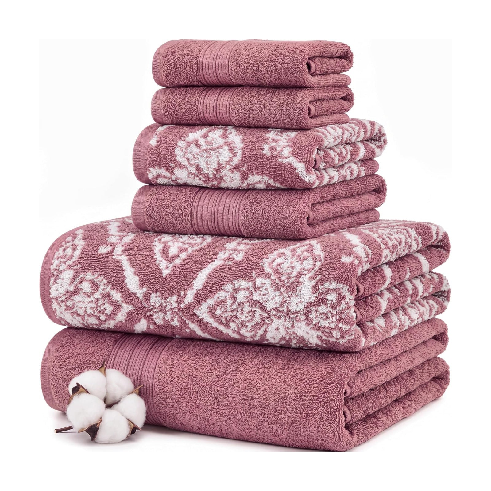 Modern Threads Amaris 6-Piece Reversible Yarn Dyed Jacquard Towel Set - Bath Towels, Hand Towels, & Washcloths - Super