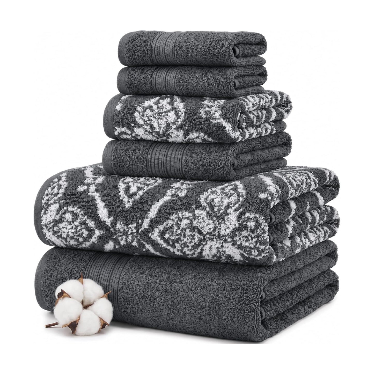 Modern Threads Amaris 6-Piece Reversible Yarn Dyed Jacquard Towel Set - Bath Towels, Hand Towels, & Washcloths - Super