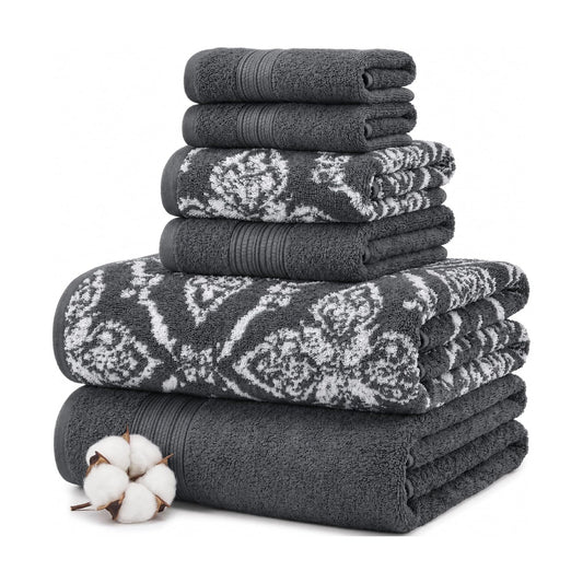 Modern Threads Amaris 6-Piece Reversible Yarn Dyed Jacquard Towel Set - Bath Towels, Hand Towels, & Washcloths - Super