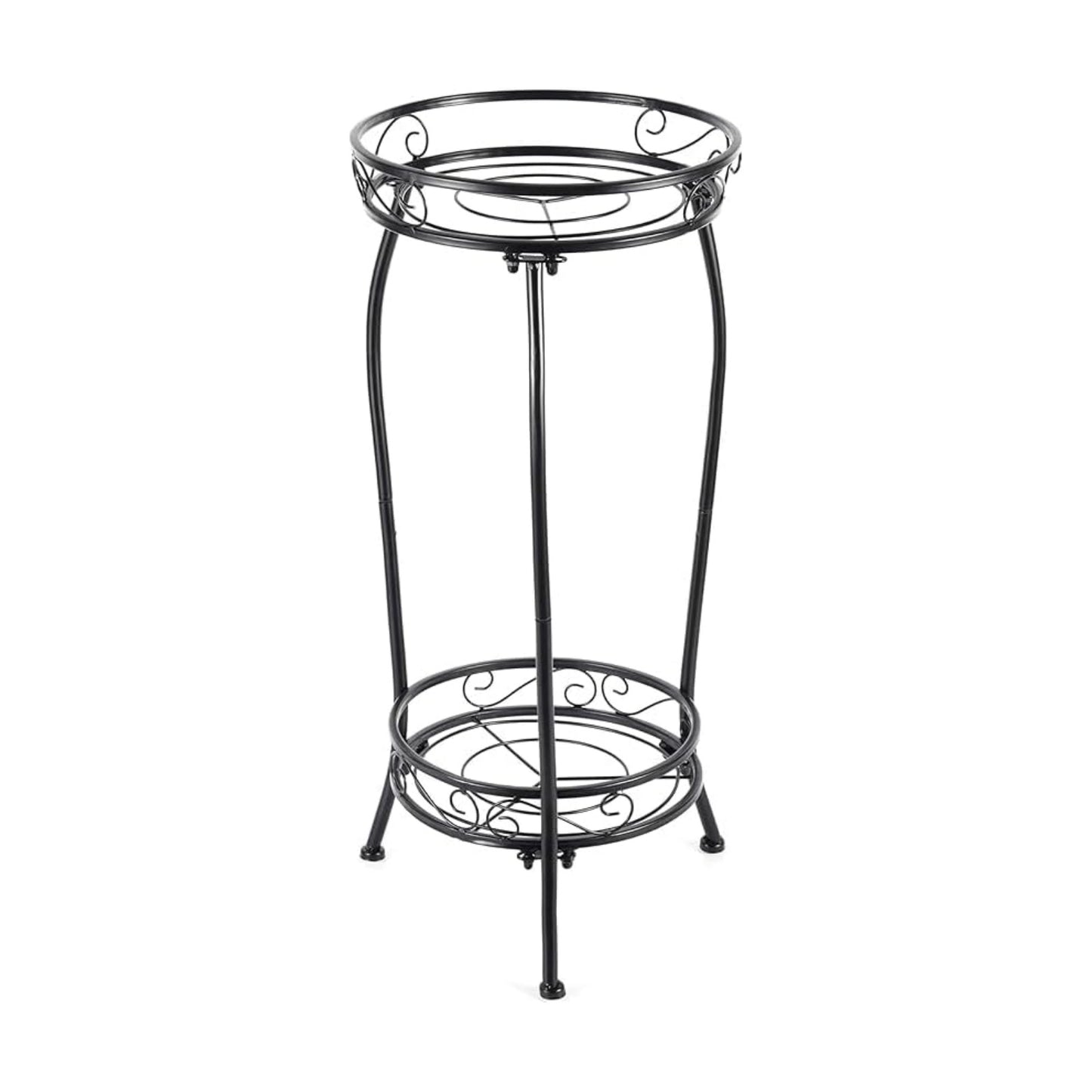 Kavlium Plant Stand Indoor Outdoor, Tall Black Metal, 2 Tier 27.1 Inch | Rustproof Metal, Stable 3-Leg Base, Heavy Duty