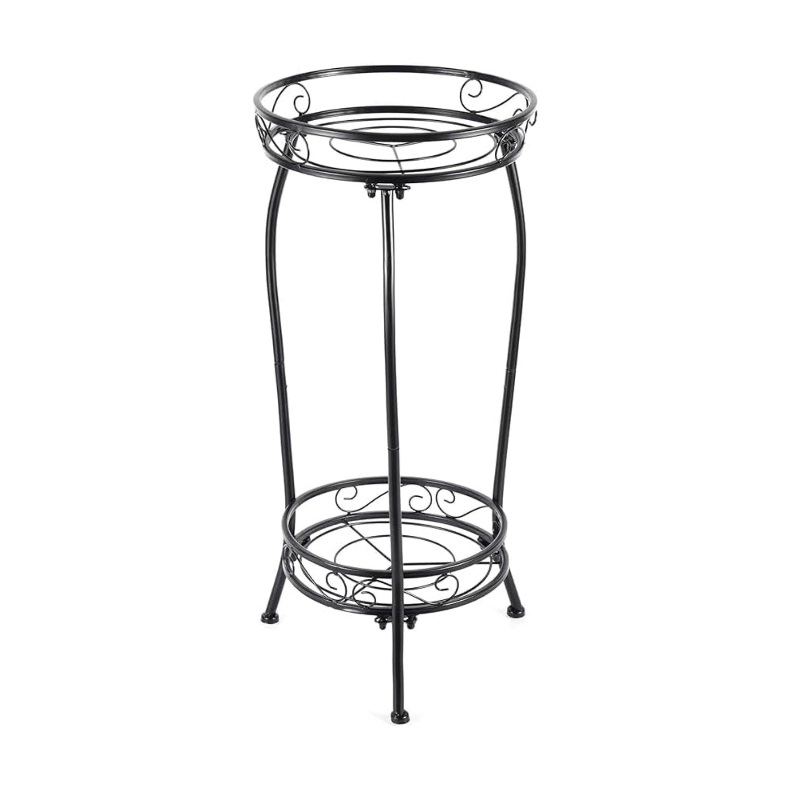 Kavlium Plant Stand Indoor Outdoor, Tall Black Metal, 2 Tier 27.1 Inch | Rustproof Metal, Stable 3-Leg Base, Heavy Duty