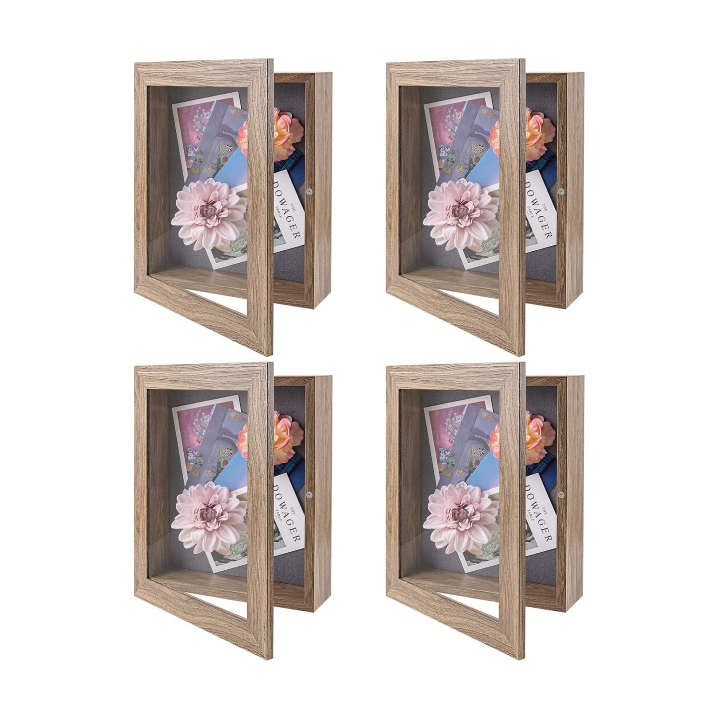 Frametory 8.5x11 Shadow Box Frame Display Case, 2-inch Depth (Tan, 4 Pack) | Strengthened Glass Cover, Display Box for