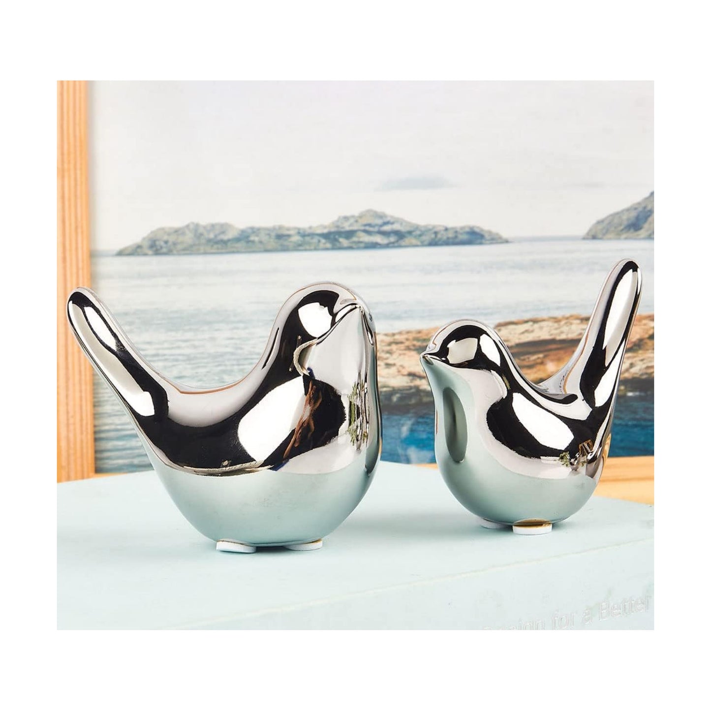 Small Animal Statues Home Decor Modern Style Birds Decorative Ornaments / Silver / ML