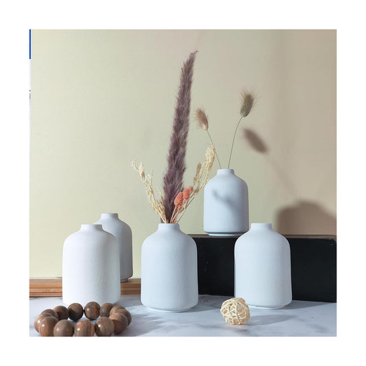 Small Ceramic Vases Set 6 for Decor / Ceramic Vase 6 / White