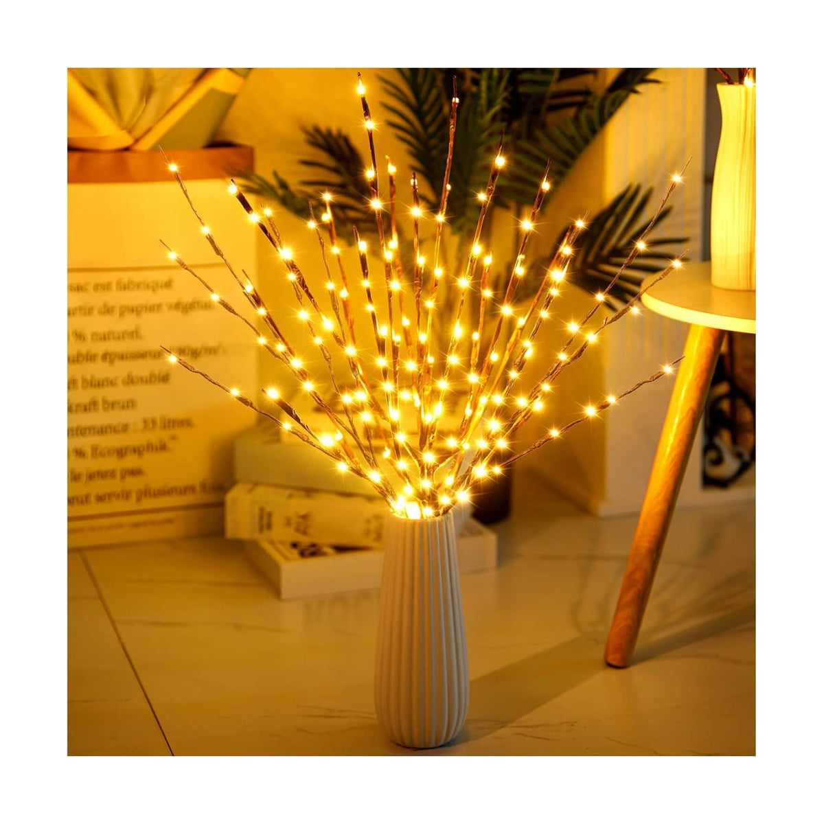 DK177 4 Pack Led Branch Light Battery Operated Lighted Branch Vase Filler Willow Tree Artificial Little Twig Power Brown 30 Inch 20 LED for Home Romantic Decoration, Warm White