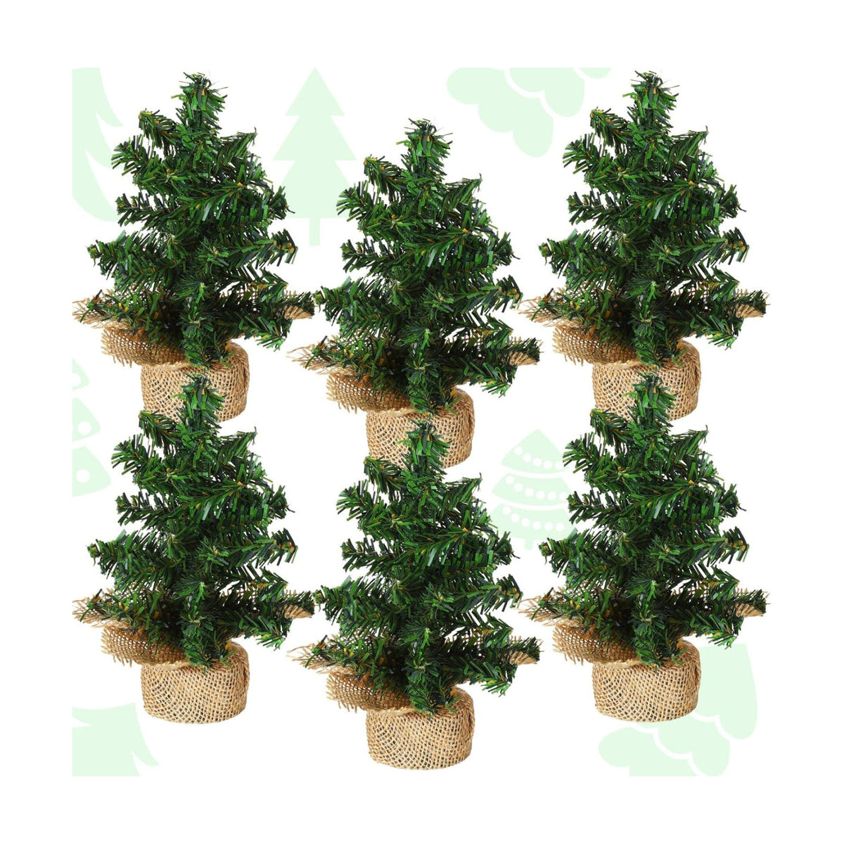 Yinder 6 Pack Mini Christmas Tree Tabletop Artificial Pine Burlap