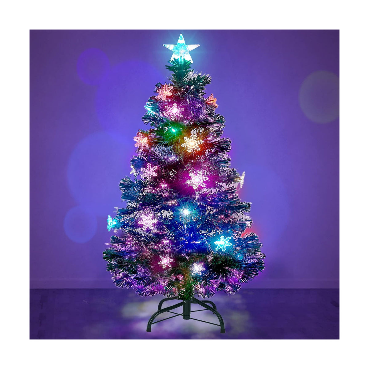 Prsildan 4 FT Fiber Optic Christmas Tree with Lights Artificial Xmas Trees