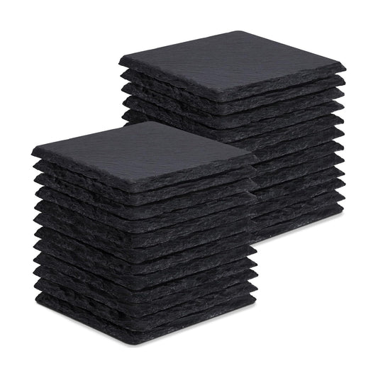 Coasters Stone Coaster Set / Square / Black / 4 Inch / Set of 24