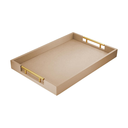 Wood Serving Tray / Patinated Gold / 17 x 12 x 1.8