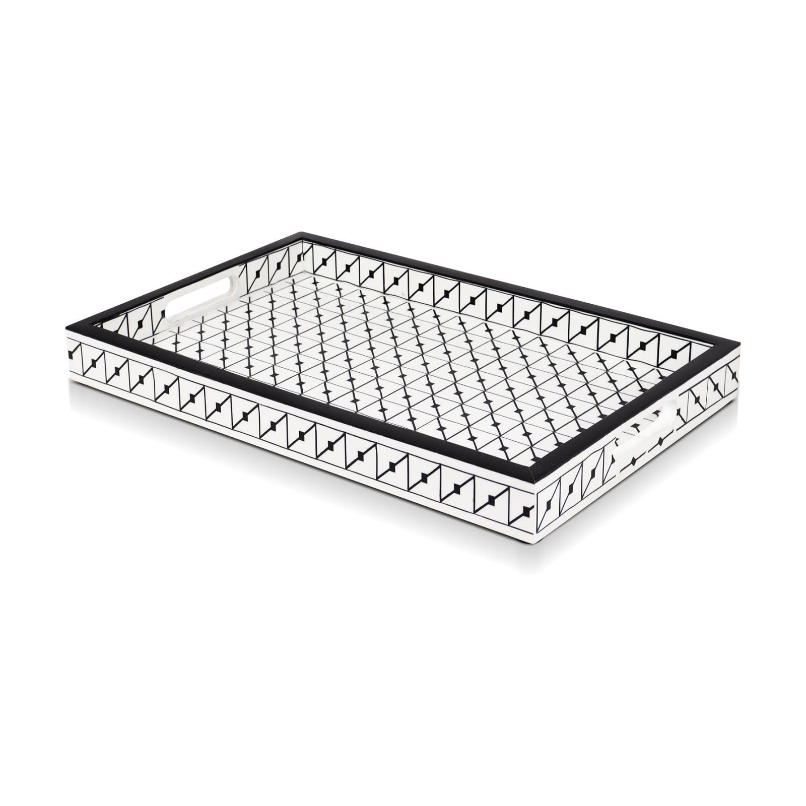 Ottoman Tray / Handmade Pattern Inspired Decorative Tray / 17 x 11 x 1.5 / Illusion Tiktak