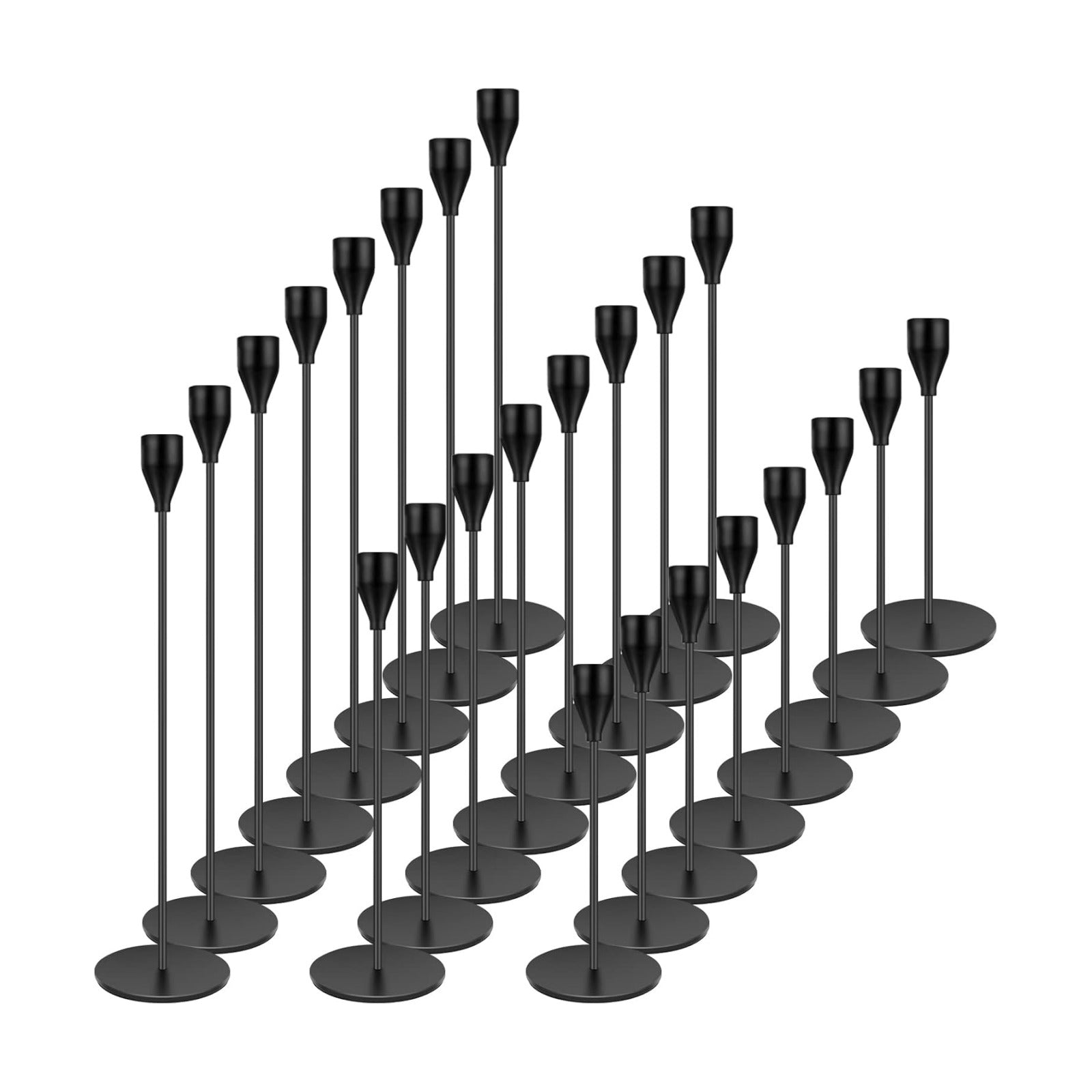 Black Candlestick Holder Set of 24 for Taper Candles, Decorative Candle Holders Bulk Candle Stick Holders Taper Candle