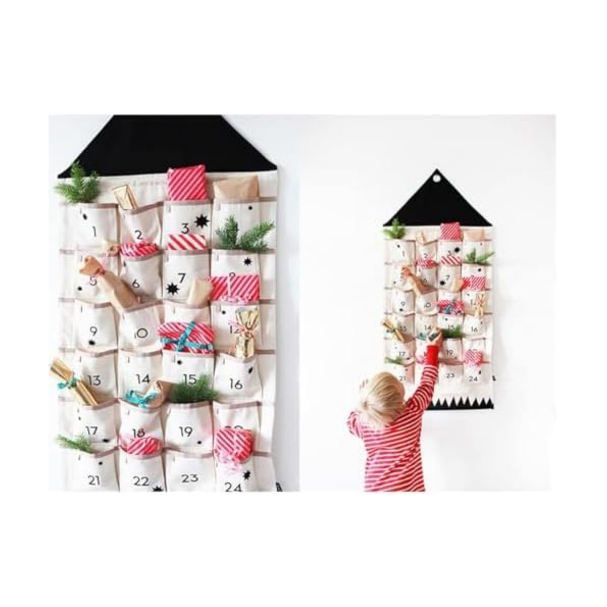 STKMELON Christmas Advent Calendar with Pockets Wall Hanging Bag for Home Xmas Countdown Decoration(Countdown to Christmas)