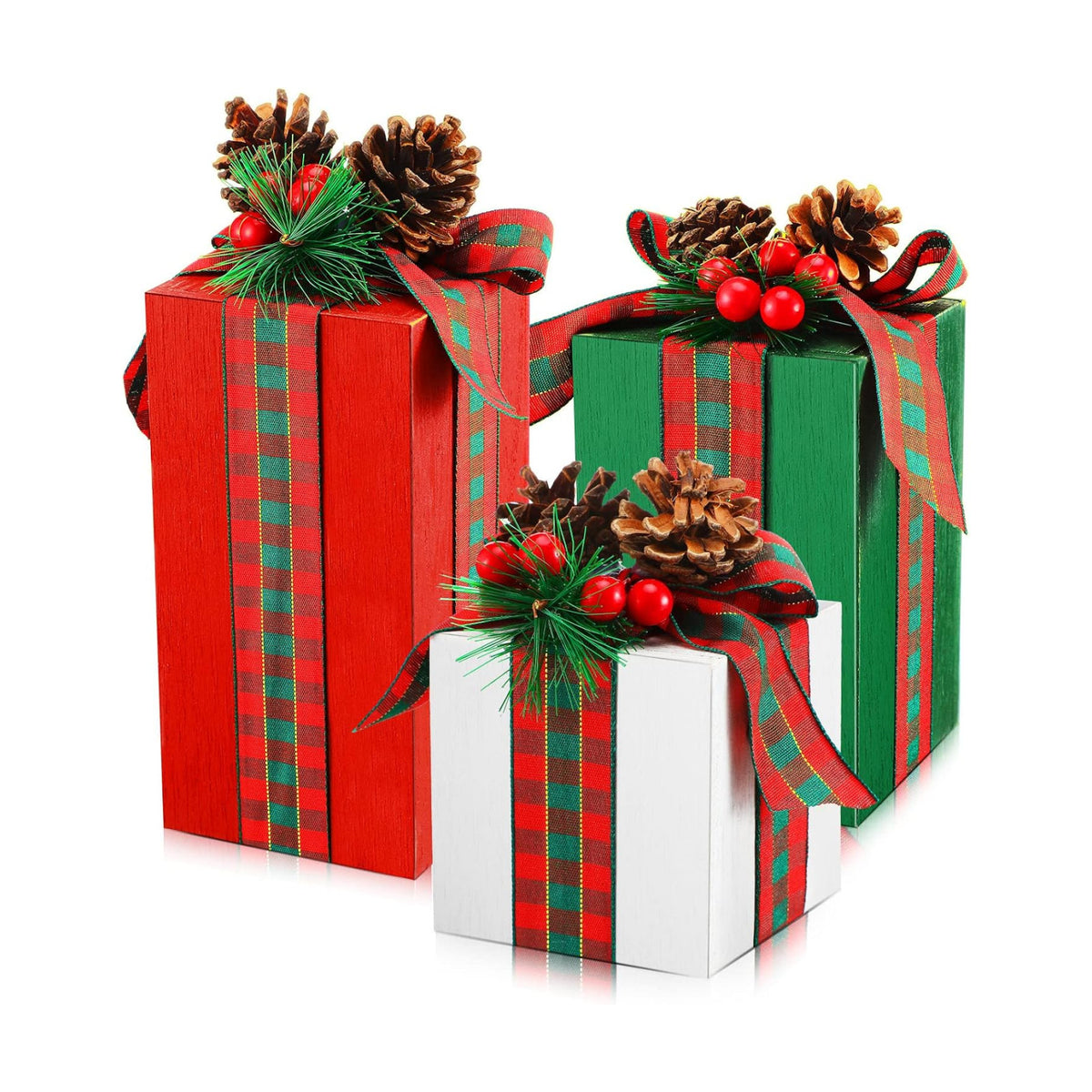 Amyhill 3 Pcs Christmas Table Centerpieces Christmas Wooden Present Decor